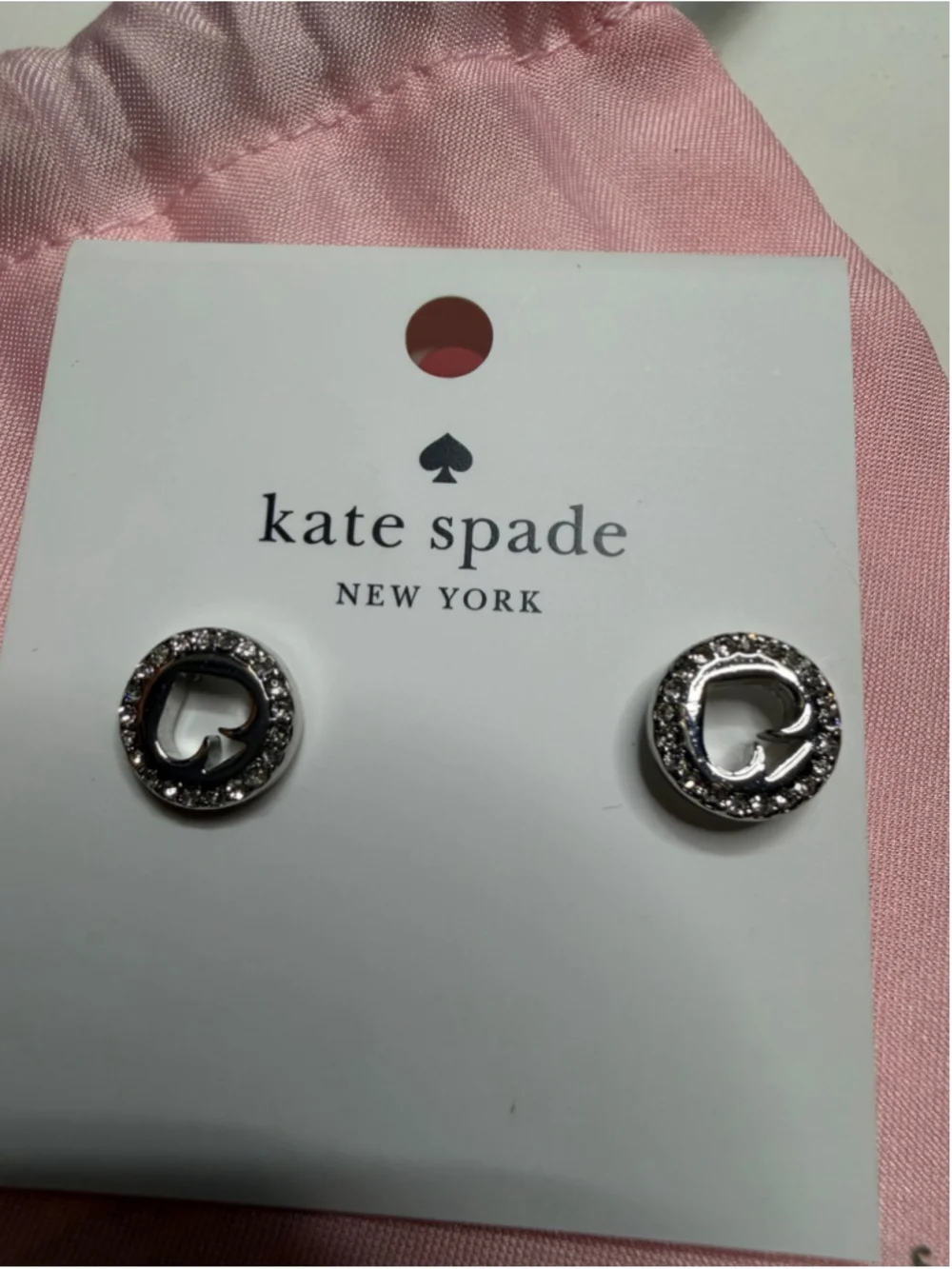Women's Kate Spade One Size Silver & Clear Spot The Spade Earrings